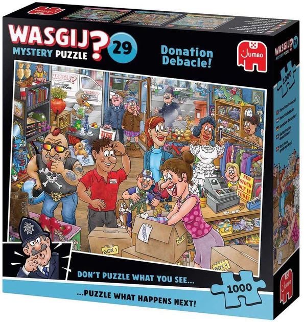 Puzzle Jumbo Wasgij? Mystery 29 Donation Debacle! 1000 elementów 1110100513 (8721017602927) - obraz 3