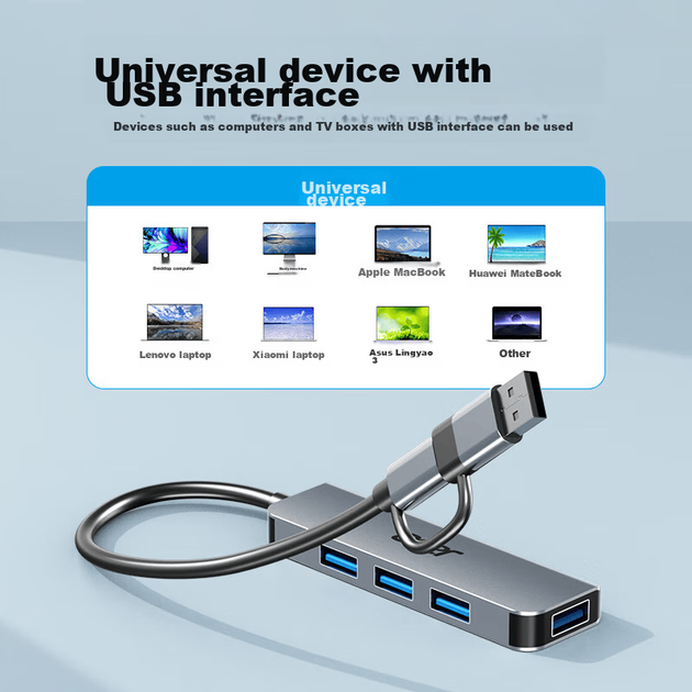 Acer Type-C/USB 3.0 концентратор, высокоскоростная док-станция расширения с четырьмя портами, удлинитель для телефона на ноутбуке и настольном компьютере, адаптер-конвертер из алюминиевого сплава - Фото 8 Acer Type-C/USB 3.0 концентратор, высокоскоростная док-станция расширения с четырьмя портами, удлинитель для телефона на ноутбуке и настольном компьютере, адаптер-конвертер из алюминиевого сплава - изображение 8