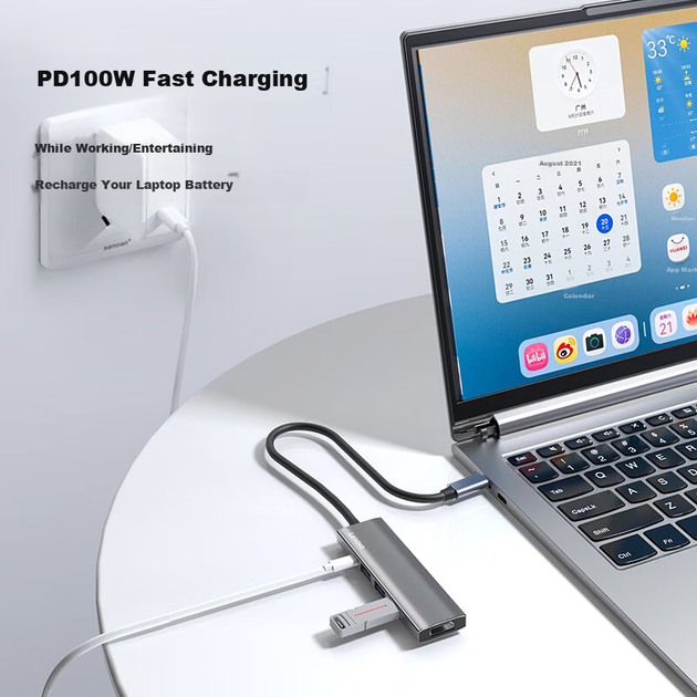 Док-станция Lenovo Type-C с разветвителем кабеля HDMI, поддержкой зеркального отображения экрана 4K30 Гц и быстрой зарядкой PD для настольных компьютеров и ноутбуков. - Фото 2 Док-станция Lenovo Type-C с разветвителем кабеля HDMI, поддержкой зеркального отображения экрана 4K30 Гц и быстрой зарядкой PD для настольных компьютеров и ноутбуков. - изображение 2