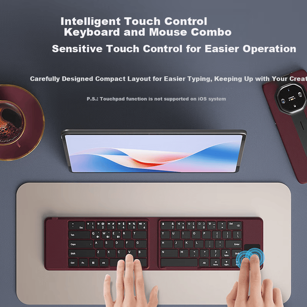 Клавиатура беспроводная BOW HB168 Touch Bluetooth Red - изображение 4