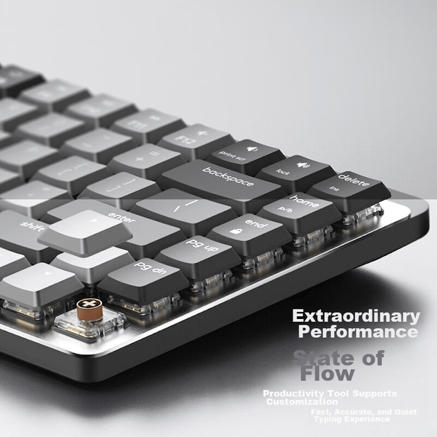 Logitech MX MECHANICAL Високопродуктивна бездротова механічна клавіатура з двома режимами роботи, низьким рівнем шуму, розумна клавіатура, 84 клавіші з синіми перемикачами - зображення 2
