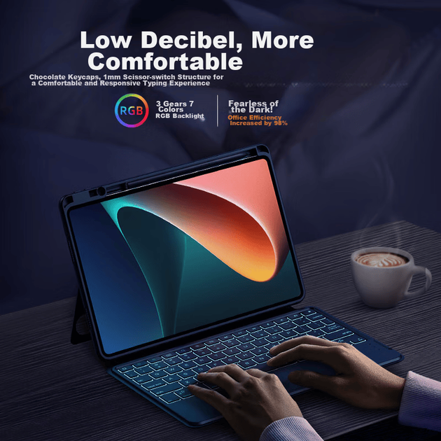 Чохол-клавіатура Zhisihui Bluetooth для Xiaomi Pad 5/5Pro 11-дюймовий, знімний магнітний силіконовий чохол з надтонкою клавіатурою та підсвічуванням смарт-тачпада, чорний - зображення 4