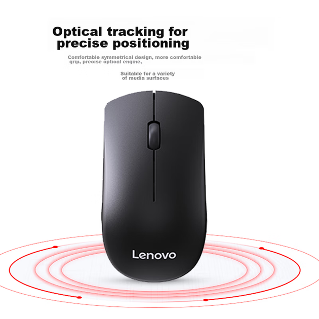 Бездротова клавіатура та миша Lenovo, комплект бездротової клавіатури та миші, комплект офісної миші та клавіатури, клавіатура для комп'ютера та ноутбука MK23, чорний - зображення 3