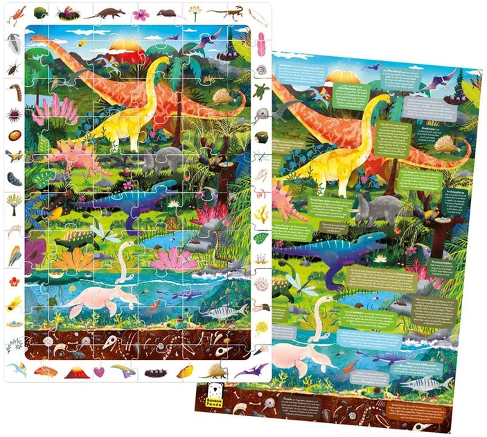 Puzzle Banana Panda Seek and See Dinosaurs z plakatem 60 elementów 49112 (5902983491125) - obraz 2