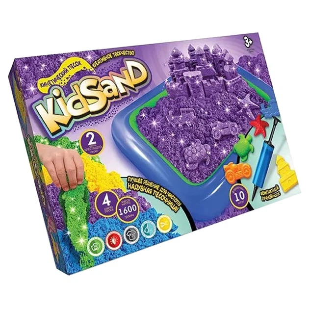 Кінетичний пісок Kid Sand 1600 г + пісочниця, мікс кольорів, 22х34х7см, Danko Toys (KS-02-01) - Фото 2 Кінетичний пісок Kid Sand 1600 г + пісочниця, мікс кольорів, 22х34х7см, Danko Toys (KS-02-01) - изображение 2