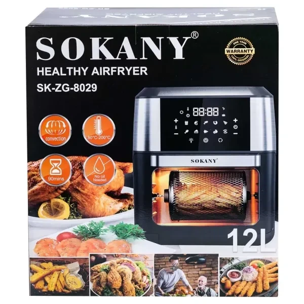 Аэрогриль-фритюрница SOKANY SK-ZG-8029 на 12 литров, черный - изображение 6