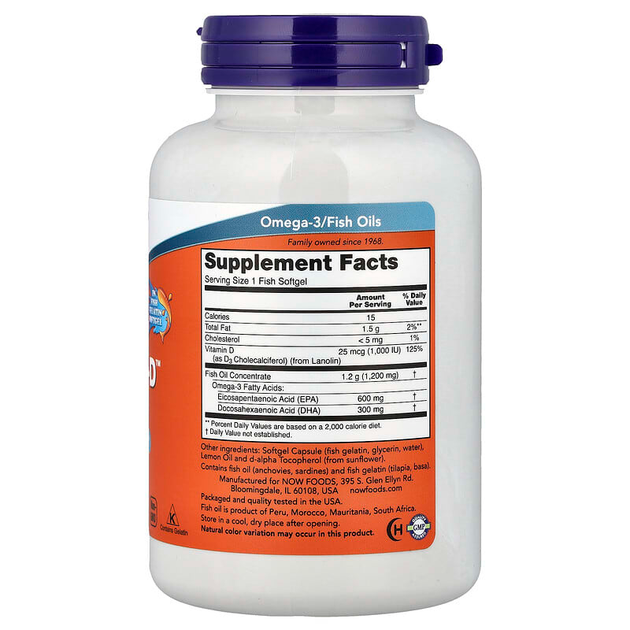 Рыбий жир NOW Foods "Ultra Omega 3-D Fish Oil" с витамином D3 (90 капсул) - изображение 2