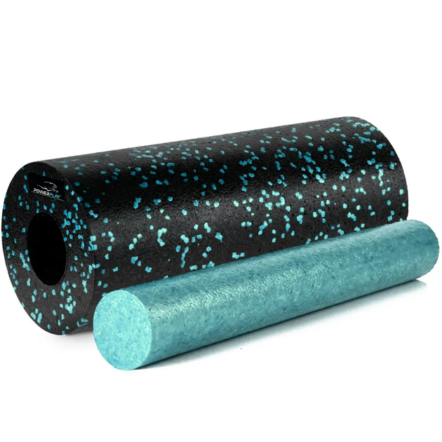 Масажний ролик (роллер) гладкий PowerPlay PP-4348 2 in 1 EPP Foam Roller Чорно/Блакитний (33x14см.) - Фото 1 Масажний ролик (роллер) гладкий PowerPlay PP-4348 2 in 1 EPP Foam Roller Чорно/Блакитний (33x14см.) - изображение 1