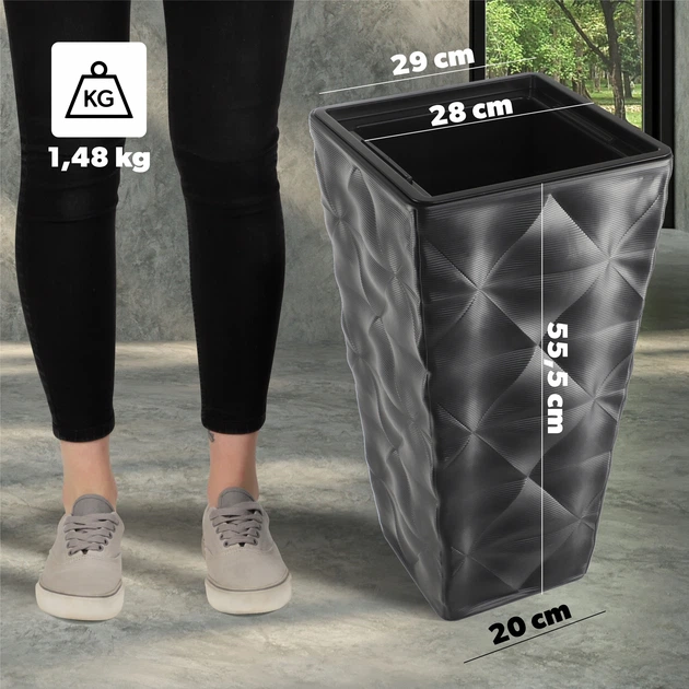 Donica wysoka ogrodowa na kwiaty Kadax Bando 55,5 x 29 cm Antracyt (K4175) (5903699432112) - obraz 4