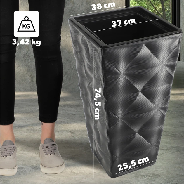 Donica wysoka ogrodowa na kwiaty Kadax Bando 40 x 75 cm Antracyt (K4179) (5903699432150) - obraz 4