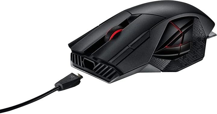 Ігрова бездротова миша ASUS ROG Spatha / Радіоканал / USB / Laser Sensor / 8200 DPI / 12 кнопок / RGB підсвітка / Чорна - Б/В - зображення 5
