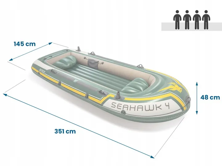 Човен надувний Intex Seahawk 4 351 x 145 x 48 см, зелений - изображение 5