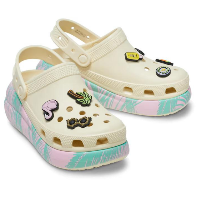 Сабо на высокой платформе Crocs Classic Crush Clog 39-40 р 25-25.5 см Бежевые с принтом 207521-M7/W9 Spring Break Vanilla/Multi - изображение 3