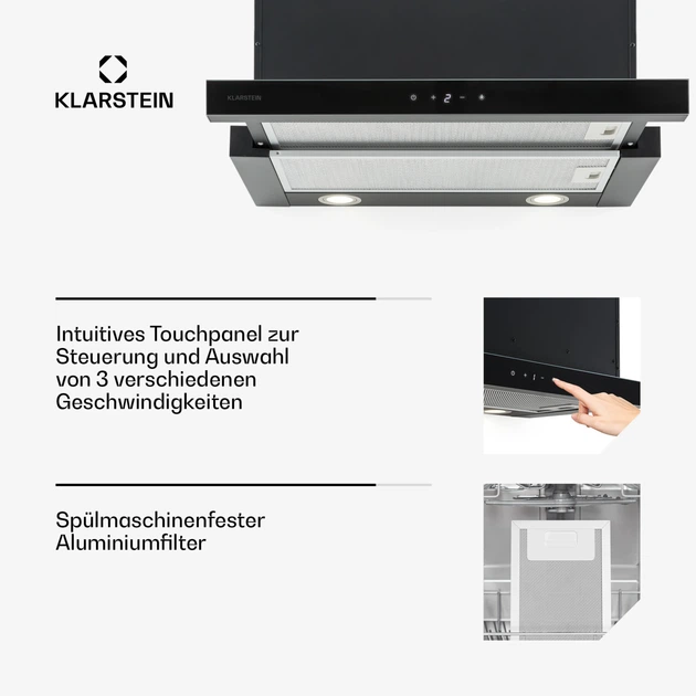 Вбудована витяжка Klarstein Vinea 60 см 610 м³/год (10031681) - изображение 6