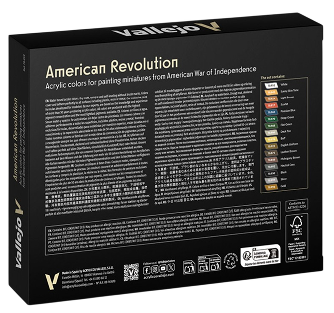 Набір акрилових фарб Vallejo Model Color - Figure - American Revolution 16 шт x 18 мл (8429551702591) - зображення 4