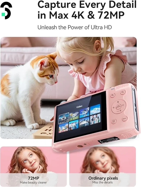 Цифрова камера 4K 72 МП, 2.4" екран, 16X зум, SD 32 ГБ - Фото 4 Цифрова камера 4K 72 МП, 2.4" екран, 16X зум, SD 32 ГБ - изображение 4