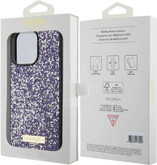 Etui Guess Rhinestone Metal Logo GUHCP15XPFGSBSP do Apple iPhone 15 Pro Max Fioletowe (3666339153830) - obraz 3