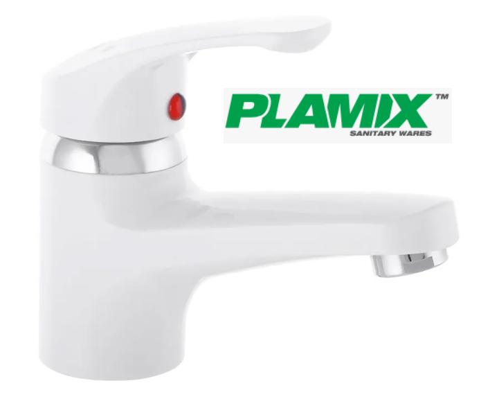 Змішувач для раковини з пластику Plamix білий пластиковий кран для умивальника білого кольору (0684) - зображення 2
