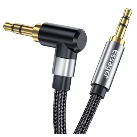 Кабель Essager 90 Degree 3.5mm Jack to mini-jack 3.5mm (1.5m) Black (EYP35-WTA01) - Фото 2 Кабель Essager 90 Degree 3.5mm Jack to mini-jack 3.5mm (1.5m) Black (EYP35-WTA01) - зображення 2