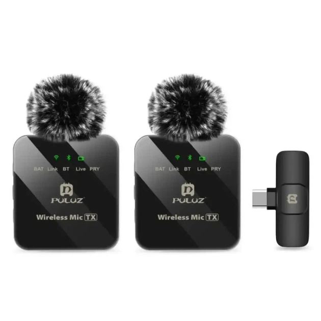 Беспроводная система петличных микрофонов Puluz PU646B (2 шт) для смартфона, приёмник Type-C - изображение 2