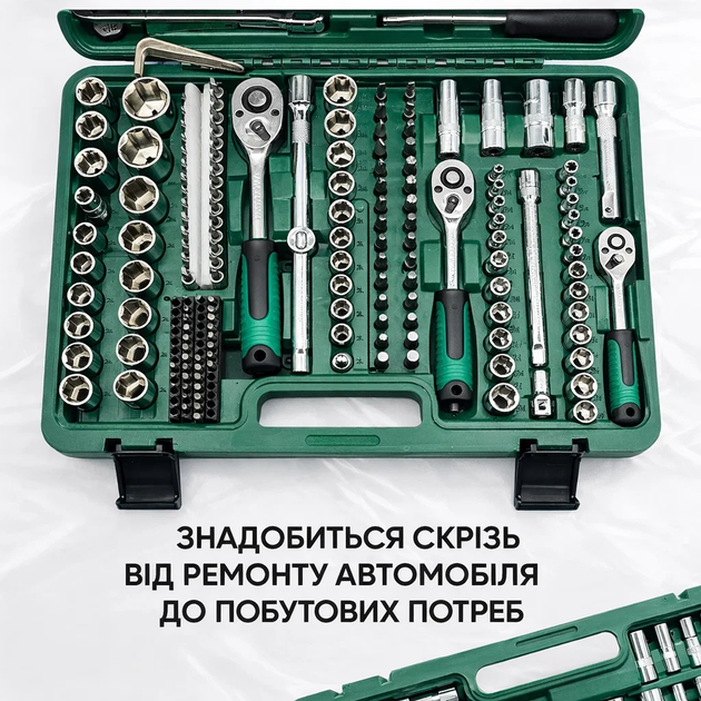 Набір інструментів професійний 216 предметів хромо-ванадієва сталь у кейсі - зображення 3