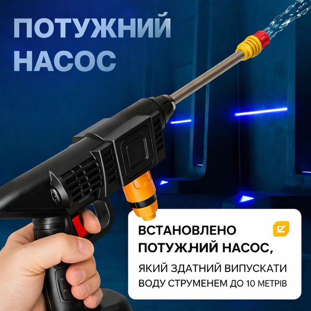 Аккумуляторная мойка высокого давления 21 V 2 Ah 26 bar портативная автомойка в кейсе - Фото 3 Аккумуляторная мойка высокого давления 21 V 2 Ah 26 bar портативная автомойка в кейсе - изображение 3