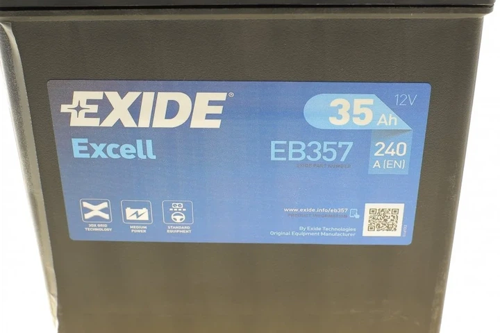 Акумулятор EXIDE EB357 Toyota Auris; Tesla Model X, Model S; Suzuki Swift, Vitara; Honda Jazz 244104A00A, 244104A00D, 3361073010BMF - изображение 6