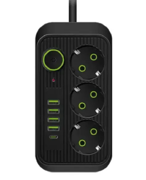 Мережевий фільтр (подовжувач) Power - Socket F09U 3 розетки 4 USB, Type-C 2 дюйми, чорний (3065) - Фото 2 Мережевий фільтр (подовжувач) Power - Socket F09U 3 розетки 4 USB, Type-C 2 дюйми, чорний (3065) - зображення 2