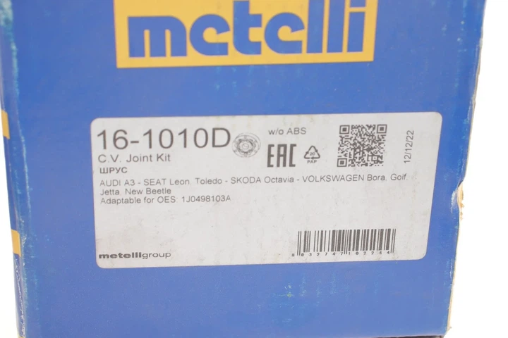 ШРУС Metelli 161010D Audi A3; Skoda Octavia; Volkswagen Golf, Bora; Seat Toledo, Leon 1J0498103A - зображення 4