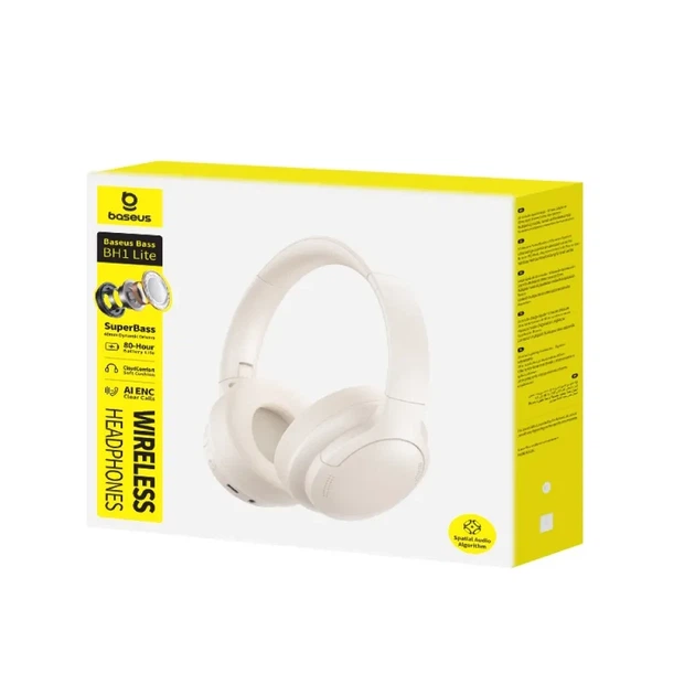 Беспроводные накладные наушники Baseus Bass BH1 Lite White - изображение 4