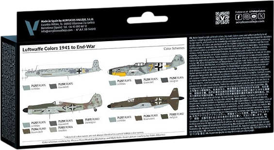 Набір акрилових фарб Vallejo Model Air - Air War - Luftwaffe Colors - 1941 to End-War 8 шт x 18 мл (8429551711661) - зображення 2