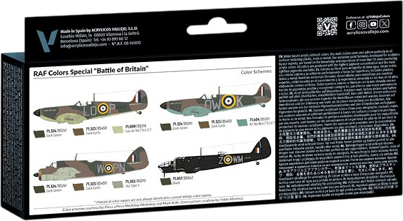 Набір акрилових фарб Vallejo Model Air - Air War - RAF Colors - Special Battle of Britain 8 шт x 18 мл (8429551711449) - зображення 2
