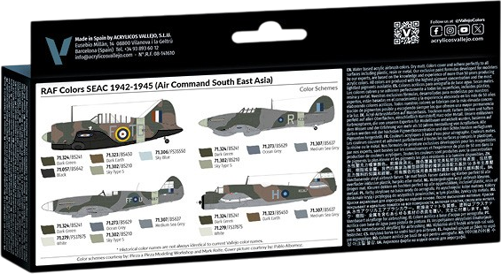 Набір акрилових фарб Vallejo Model Air - Air War - RAF Colors - Seac 1942-1945 - Air Command South East Asia 8 шт x 18 мл (8429551711463) - зображення 2