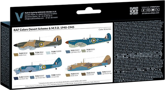 Набір акрилових фарб Vallejo Model Air - Air War - RAF Colors - Desert Scheme and M.T.O. 1940-1945 8 шт x 18 мл (8429551711630) - зображення 2