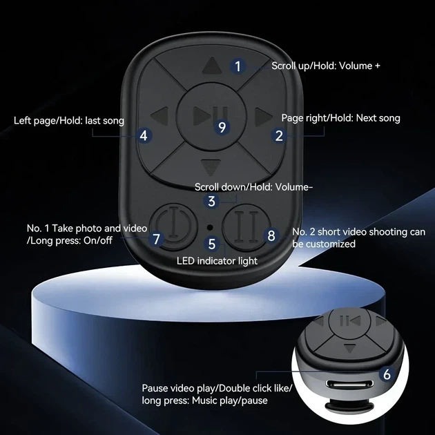 Бездротовий пульт кільце Bluetooth для смартфона керування камерою й обгортання сторінок - зображення 5
