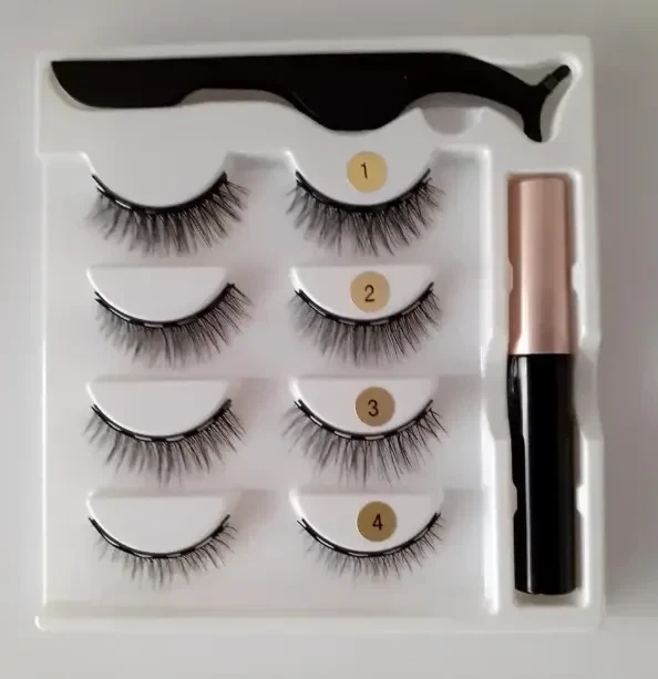 Магнитные ресницы, накладные , 3D , без клея, многоразовые, GlamLash черный AND 5509 - изображение 4