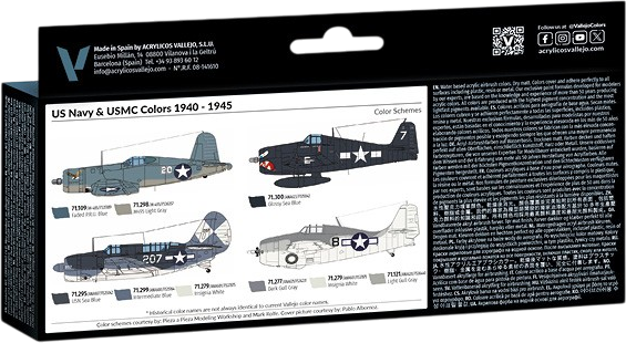 Zestaw farb akrylowych Vallejo Model Air - Wojna powietrzna - Kolory marynarki wojennej USA i USMC 1940–1945 8 szt x 18 ml (8429551711579) - obraz 2