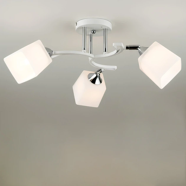 Люстра потолочная Light House SR-20518/3 WT+CR D620*H220 белая + хром, плафоны белые - изображение 2