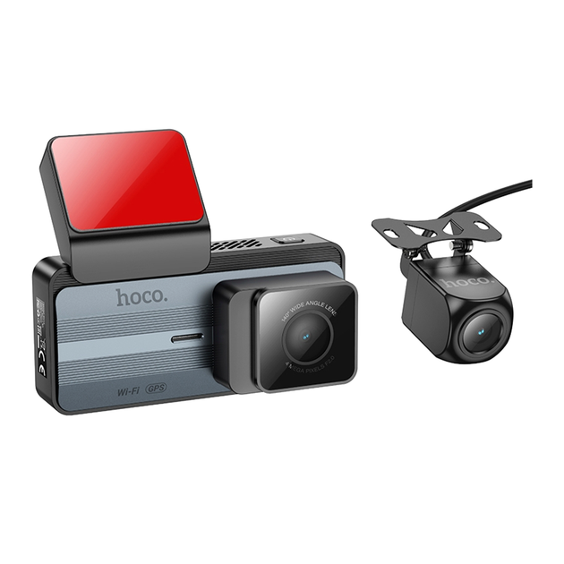 Відеореєстратор Hoco DV12 2K IPS 3.69 дюйма Wi-Fi GPS з камерою заднього виду сірий - Фото 1 Відеореєстратор Hoco DV12 2K IPS 3.69 дюйма Wi-Fi GPS з камерою заднього виду сірий - зображення 1