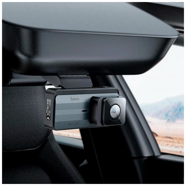 Відеореєстратор Hoco DV12 2K IPS 3.69 дюйма Wi-Fi GPS з камерою заднього виду сірий - Фото 8 Відеореєстратор Hoco DV12 2K IPS 3.69 дюйма Wi-Fi GPS з камерою заднього виду сірий - зображення 8