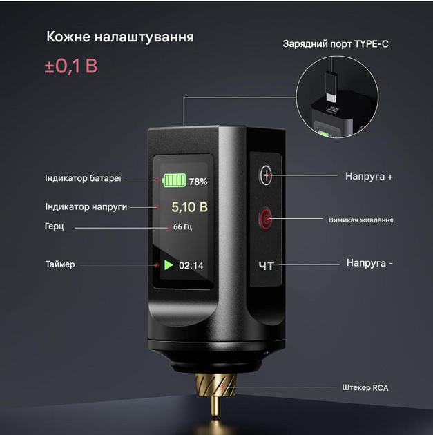 Набор для тату Liumate беспроводной, машинка 1900 mAh, 20 картриджей, полный комплект - изображение 3
