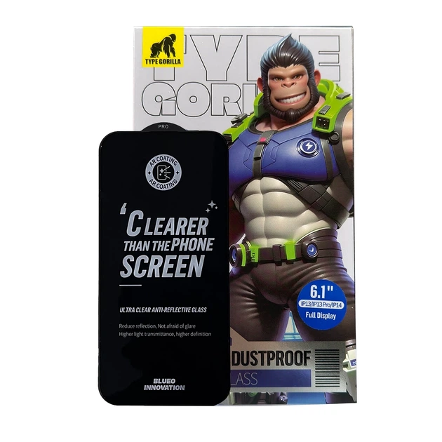 Защитное стекло Type Gorilla 0.33 мм 2.5D HD Anti-Static для iPhone 13 13 Pro 14 16e Черный - изображение 3
