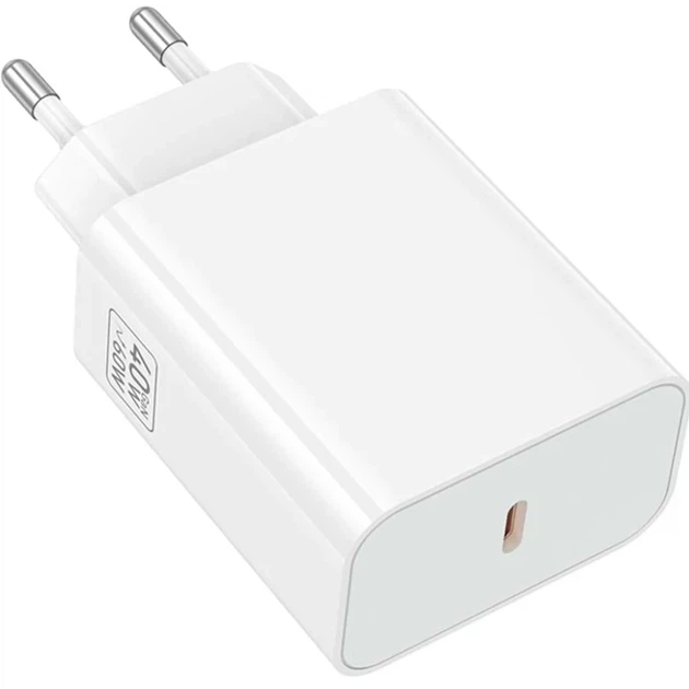 Зарядний пристрій Hoco C162A 40Вт USB Type-C білий з кабелем Type-C на Type-C для швидкого заряджання - Фото 6 Зарядний пристрій Hoco C162A 40Вт USB Type-C білий з кабелем Type-C на Type-C для швидкого заряджання - зображення 6