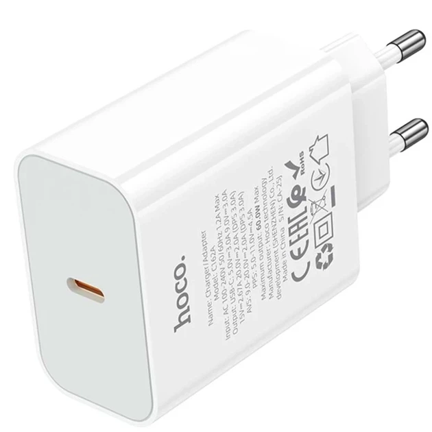Зарядний пристрій Hoco C162A 40Вт USB Type-C білий з кабелем Type-C на Type-C для швидкого заряджання - Фото 7 Зарядний пристрій Hoco C162A 40Вт USB Type-C білий з кабелем Type-C на Type-C для швидкого заряджання - зображення 7