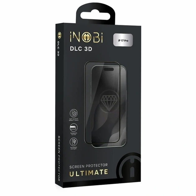 Захисне скло iNOBI Ultimate DLC 3D для iPhone 17 Pro чорний олеофобне антистатичне 185x100 мм - Фото 2 Захисне скло iNOBI Ultimate DLC 3D для iPhone 17 Pro чорний олеофобне антистатичне 185x100 мм - зображення 2