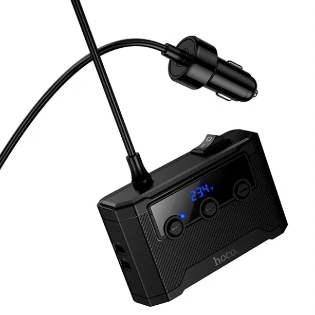 АЗУ Hoco Z64 Anshun 240W 3 гнезда прикуривателя 4 USB порта черный термостойкий материал - изображение 8