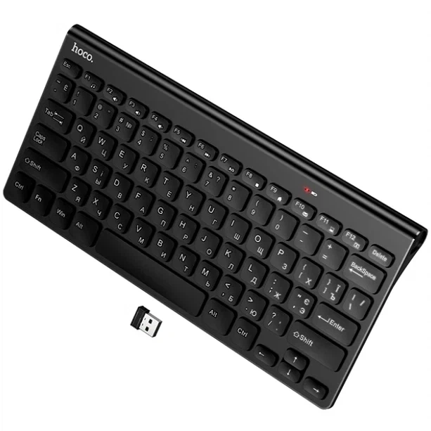 Бездротова міні клавіатура Hoco GM70 Dragon 2.4G USB 78 клавіш чорний ABS пластик для комп'ютера та Smart TV - зображення 8