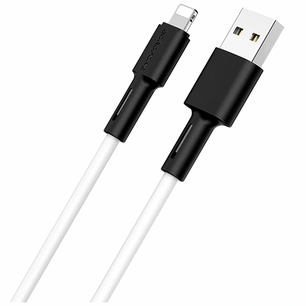 Кабель USB Lightning 1 м 5 А силиконовый белый Borofone BX31 - Фото 1 Кабель USB Lightning 1 м 5 А силиконовый белый Borofone BX31 - изображение 1