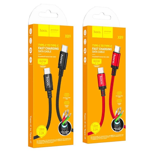 Кабель USB Type-C Hoco X89 Wind 60Вт 1м 3А черный для зарядки и передачи данных - Фото 8 Кабель USB Type-C Hoco X89 Wind 60Вт 1м 3А черный для зарядки и передачи данных - изображение 8