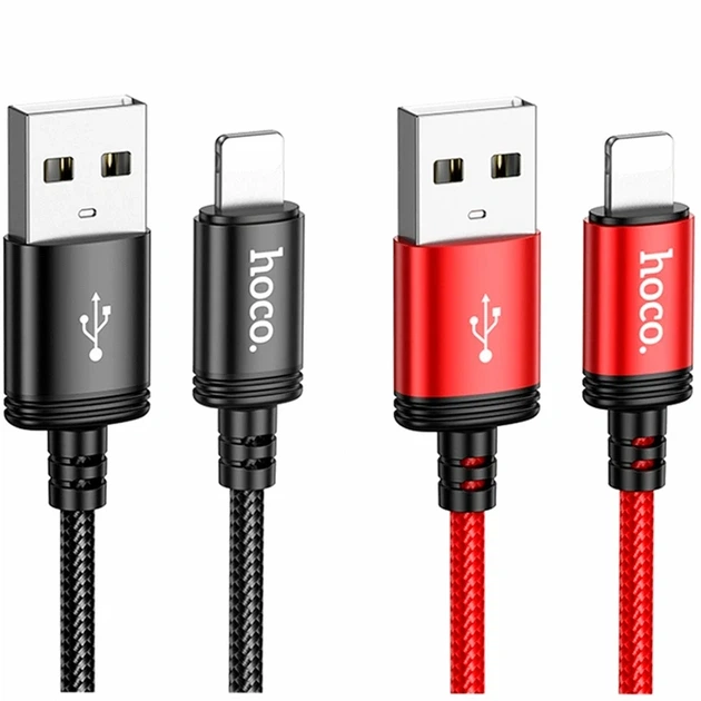 Кабель USB Lightning 2.4A 2м чорний алюмінієвий для заряджання та передачі даних Hoco X89 - Фото 2 Кабель USB Lightning 2.4A 2м чорний алюмінієвий для заряджання та передачі даних Hoco X89 - зображення 2